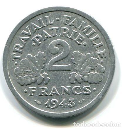 Monedas antiguas de Europa: Francia. Moneda de 2 francos de 1943 - Foto 2
