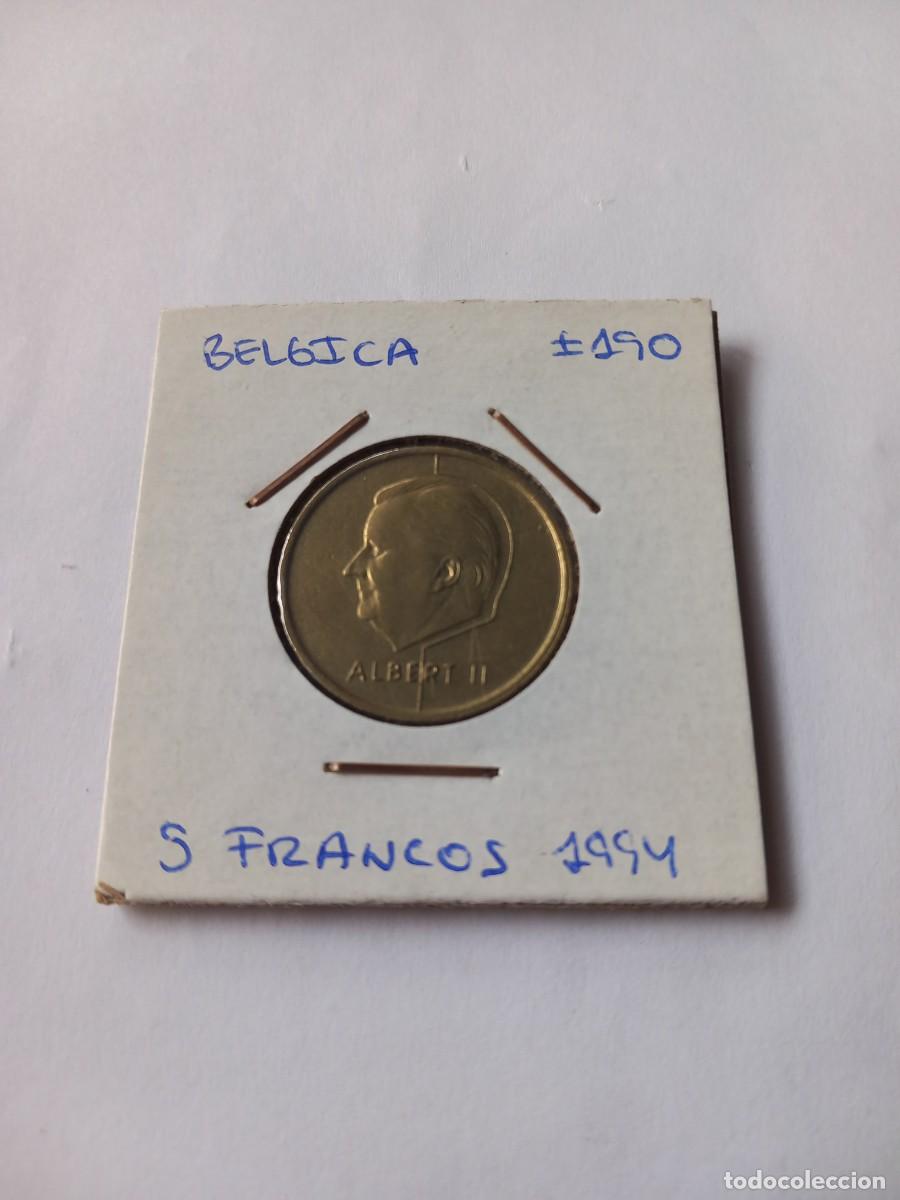 Moedas antigas da Europa: B&Eacute;LGICA 5 FRANCOS 1994 KM#190 MUY BONITA