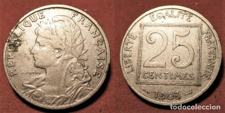 Monedas antiguas de Europa: MONEDA DE FRANCIA 25 Centimes, 1903 - Foto 1