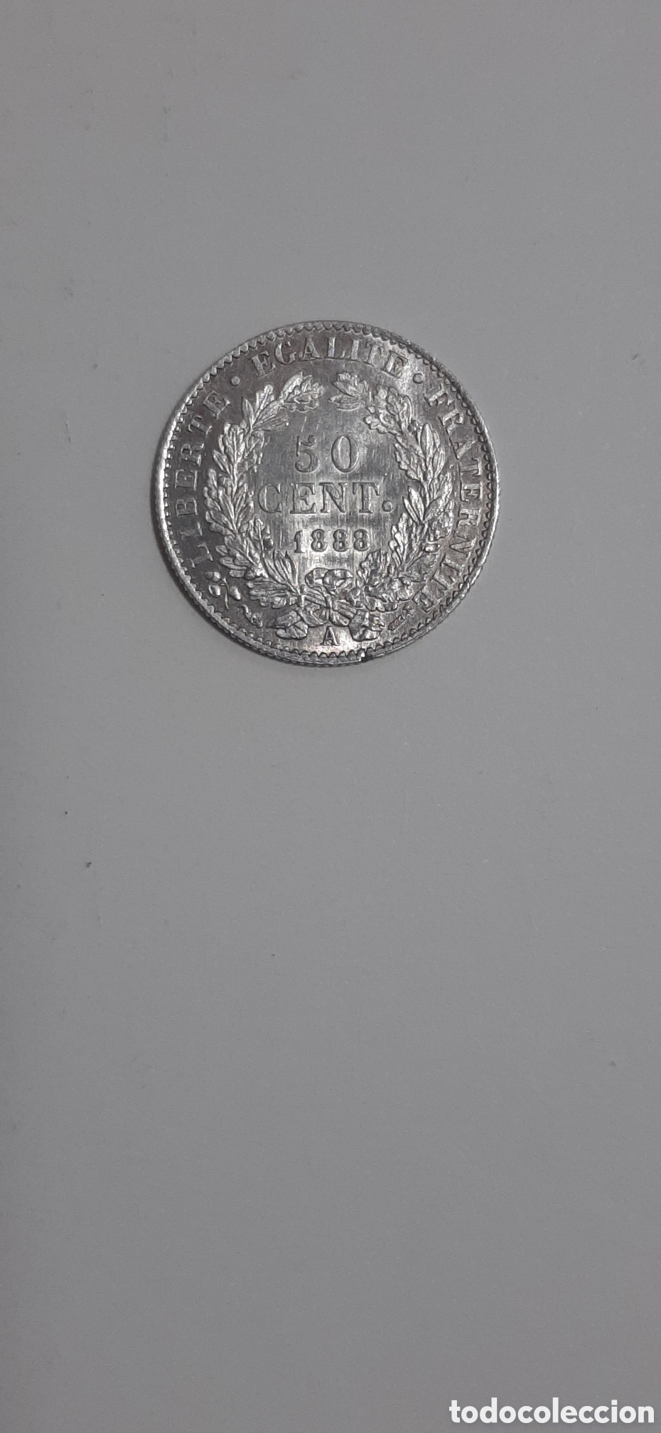 Monedas antiguas de Europa: MONEDA FRANCESA DE PLATA 50 CENT 1888-A - Foto 2