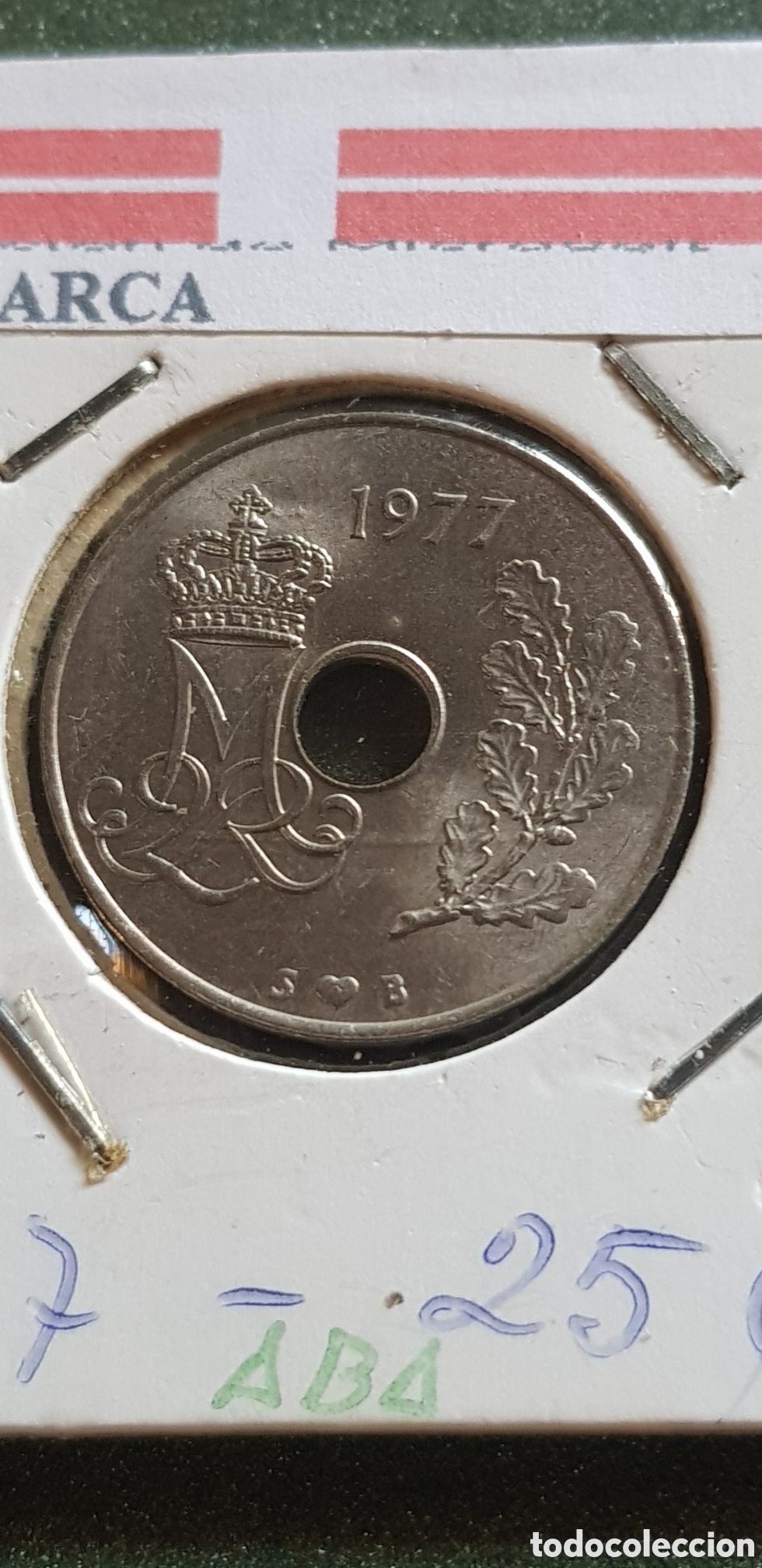 Monedas antiguas de Europa: 25 Ore 1977 Dinamarca - Foto 1