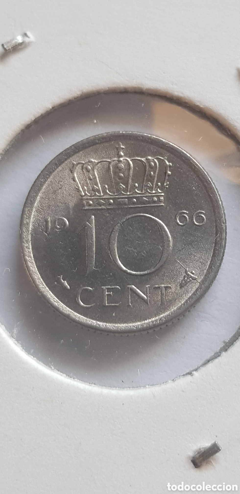 Monedas antiguas de Europa: 10 cent 1966 Holanda C&eacute;ntimos de Gulden Holanda - Foto 2