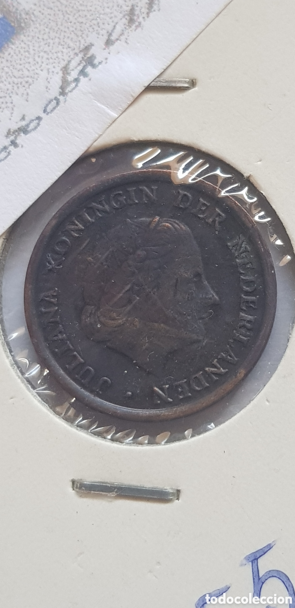 Monedas antiguas de Europa: 1 Cent 1955 Holanda Guldem c&eacute;ntimo - Foto 2