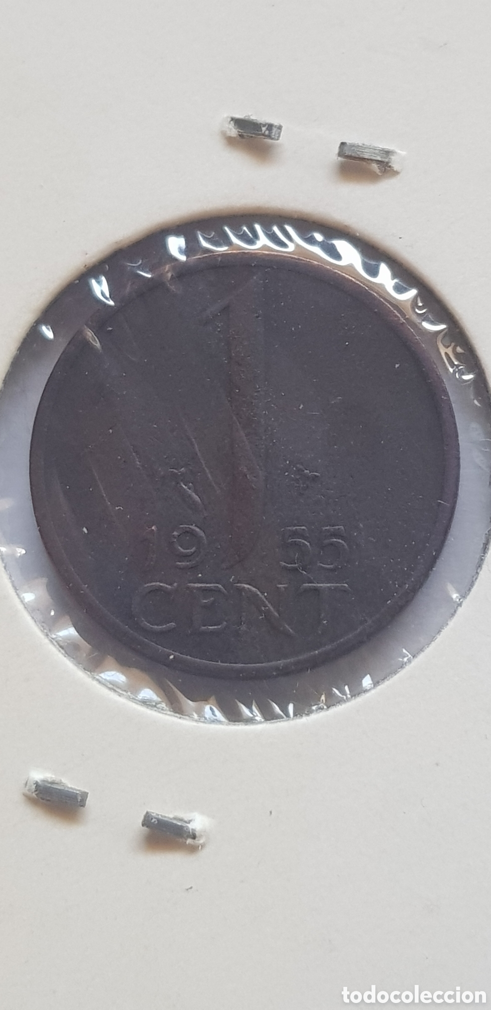 Monedas antiguas de Europa: 1 Cent 1955 Holanda Guldem c&eacute;ntimo - Foto 1