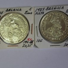 Monedas antiguas de Europa: LOTE DE 2 MONEDAS DE PLATA DE 5 ECUS DE 1987 KM 166 DE BELGICA EN SIN CIRCULAR. Lote 401720039
