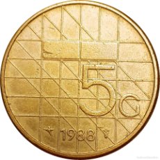 Monedas antiguas de Europa: PAÍSES BAJOS. 5 GULDEN DE 1988 (REINA BEATRIX). KM# 210. (606).