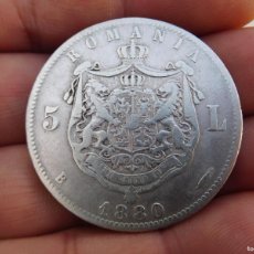 Monedas antiguas de Europa: RUMANIA 5 LEI 1880 PLATA. Lote 402405834