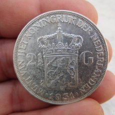 Monedas antiguas de Europa: PAISES BAJOS 2 1/2 GULDEN 1931 PLATA. Lote 402408279