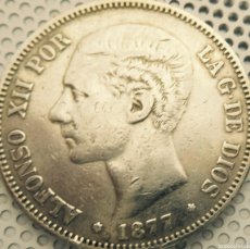 Monedas antiguas de Europa: ALFONSO XII, MONEDA DE 5 PESETAS, AÑO 1877, MUY BUEN ESTADO. Lote 403110194