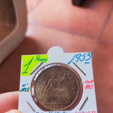 Monedas antiguas de Europa: MONEDA DE 1 UN PENIQUE PENNY REINO UNIDO GRAN BRETAÑA INGLATERRA 1953 EXCELENTE CONSERVACION. Lote 403340314