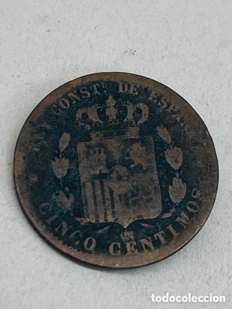 Monedas antiguas de Europa: Moneda cinco c&eacute;ntimos 1878 - Foto 2