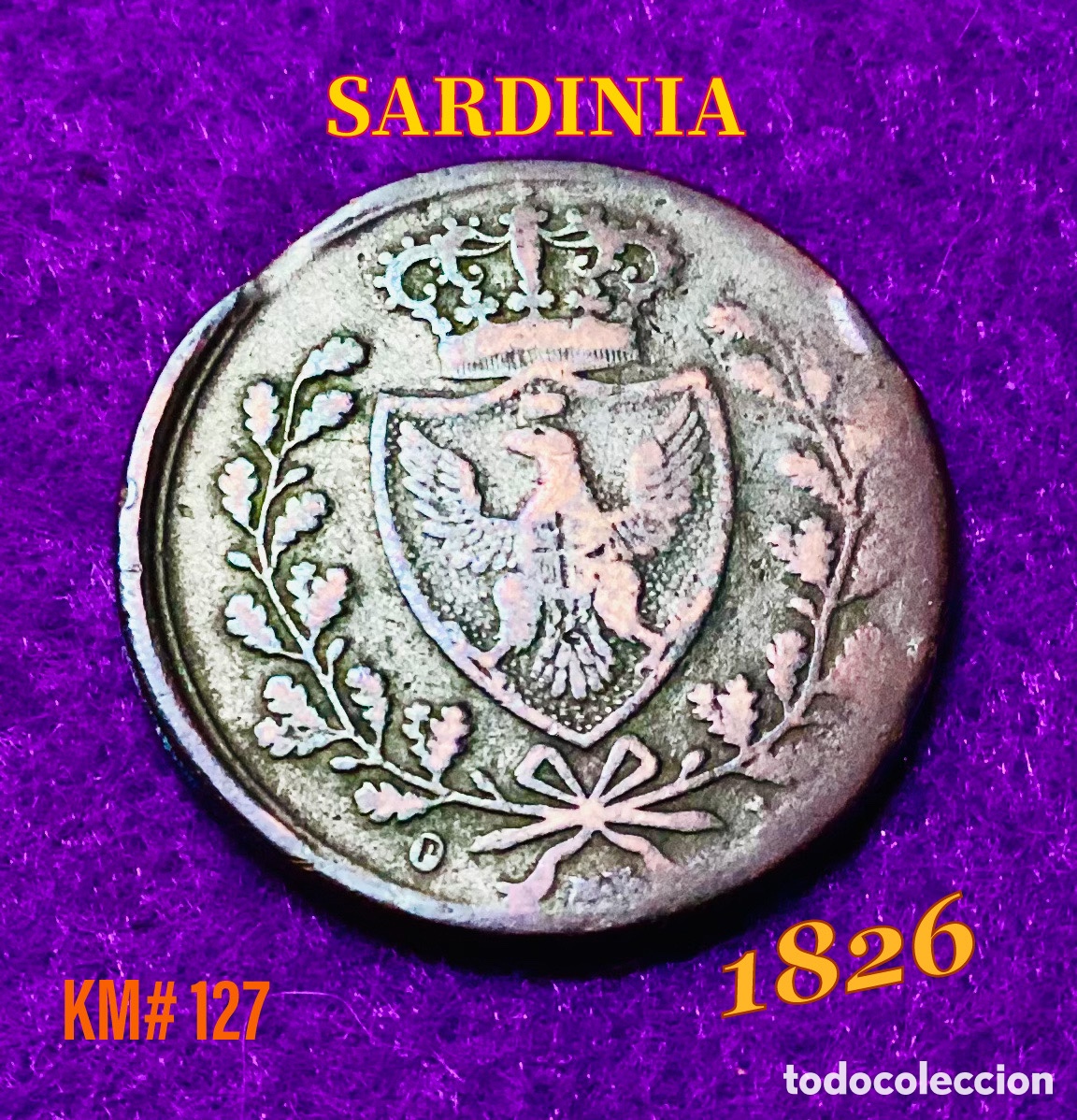 Monete antiche di Europa: SARDINIA 5 CENTESIMI 1826 ** MONEDA ORIGINAL