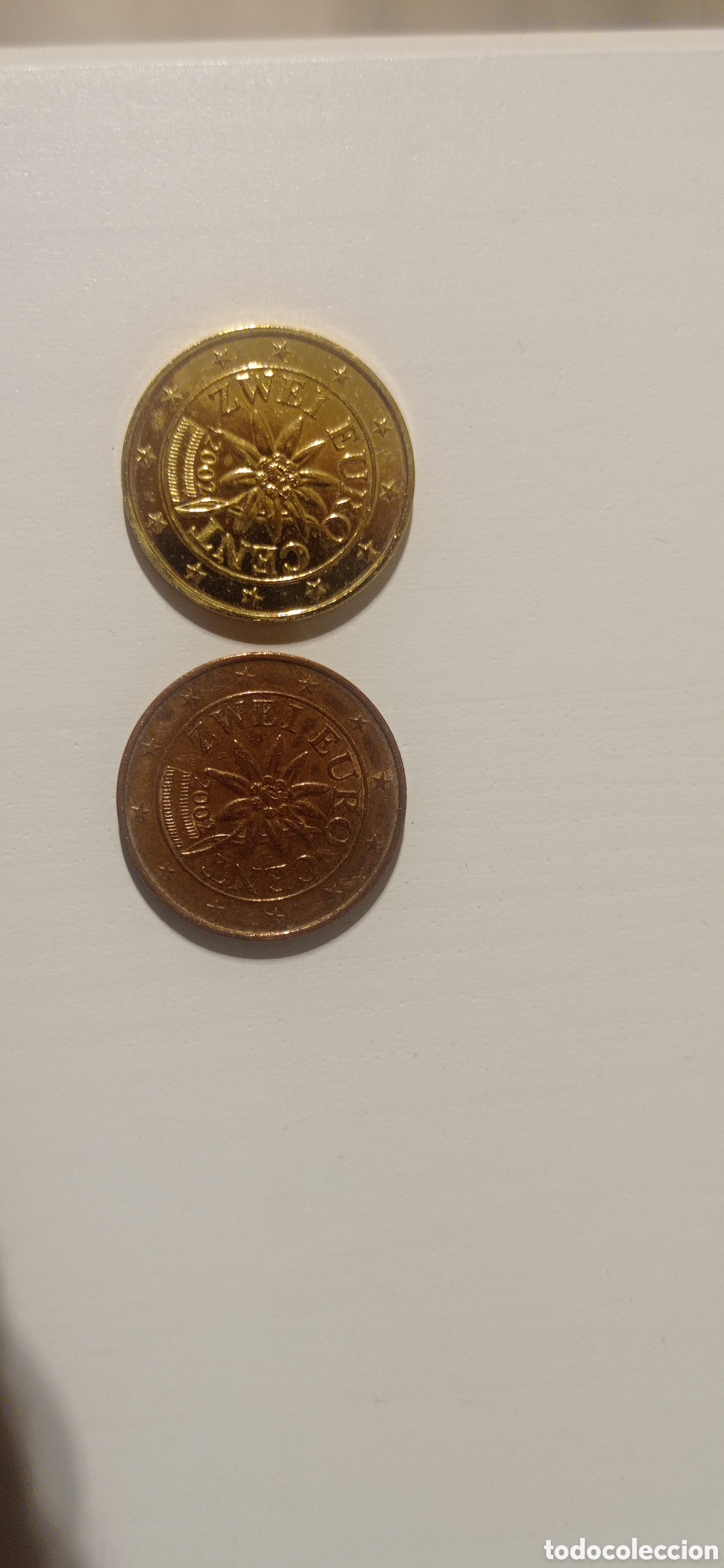 Monedas antiguas de Europa: Moneda de 2 c&eacute;ntimos dorada Austria 2002 - Foto 7