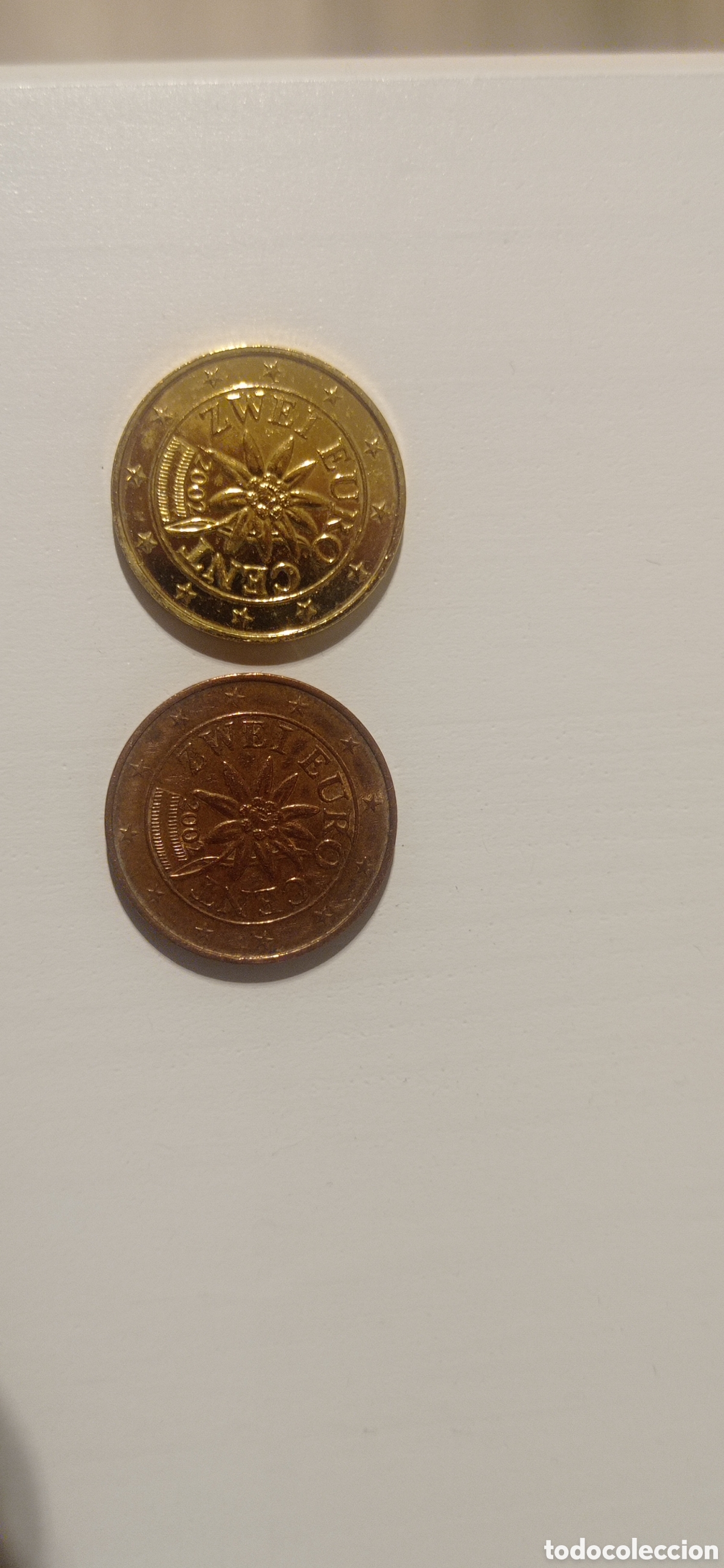 Monedas antiguas de Europa: Moneda de 2 c&eacute;ntimos dorada Austria 2002 - Foto 8