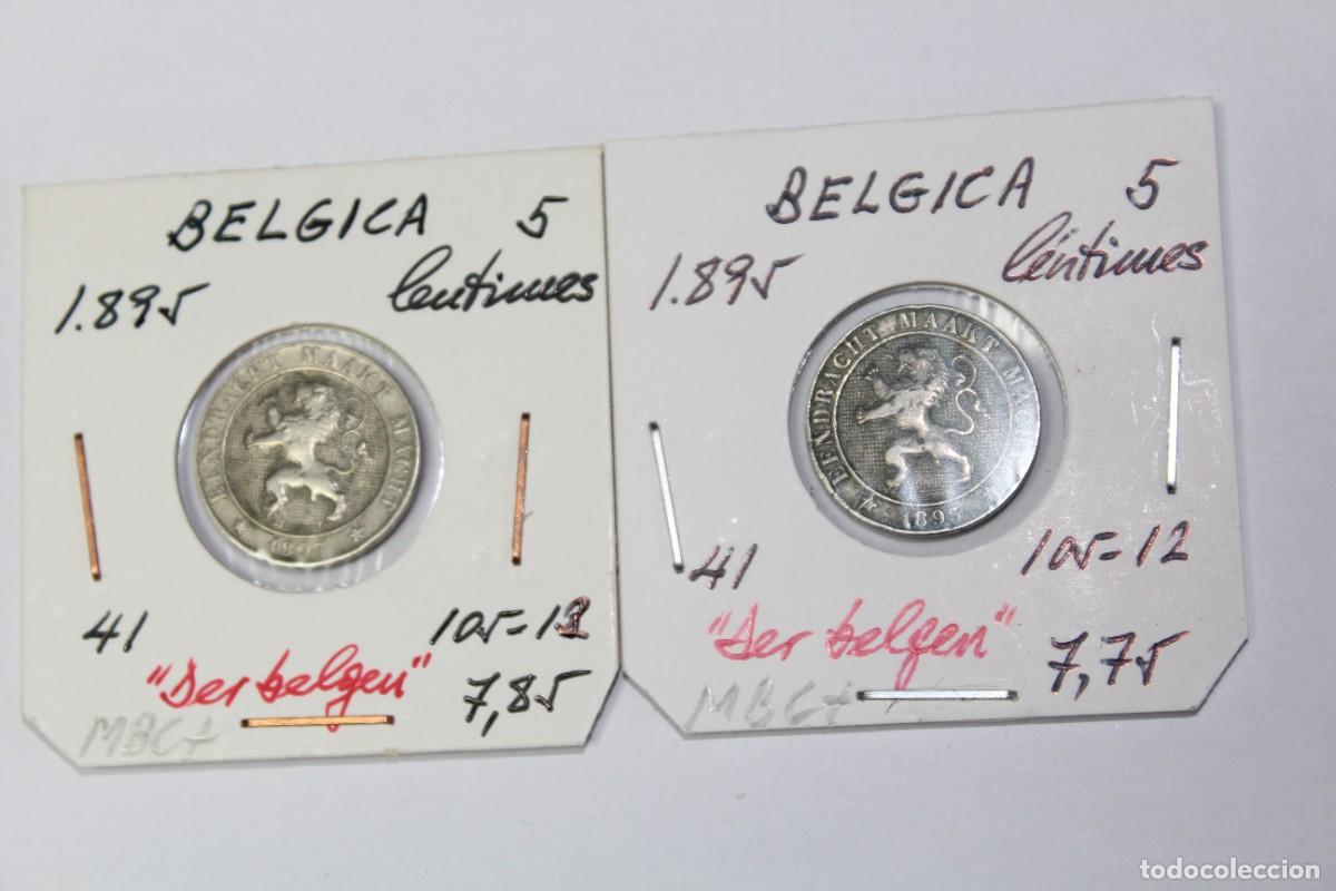 Monedas antiguas de Europa: Lote de 2 Monedas de 5 centimes de 1895 KM 41 de BELGICA en MBC+ y Der Belgen