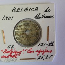 Monedas antiguas de Europa: MONEDA DE 10 CENTIMOS DE 1901 KM 48 DE BELGICA EN MBC+ Y AGUJERO CENTRAL, Y BELGIQUE