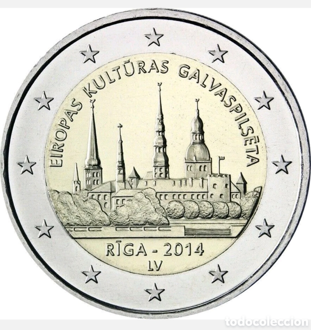 Monedas antiguas de Europa: Letonia 2 euros de 2014 Riga - Foto 1