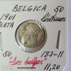 Monedas antiguas de Europa: MONEDA DE PLATA DE 50 CENTIMES DE 1901 KM 50 DE BELGICA EN BC+ Y DES BELGES