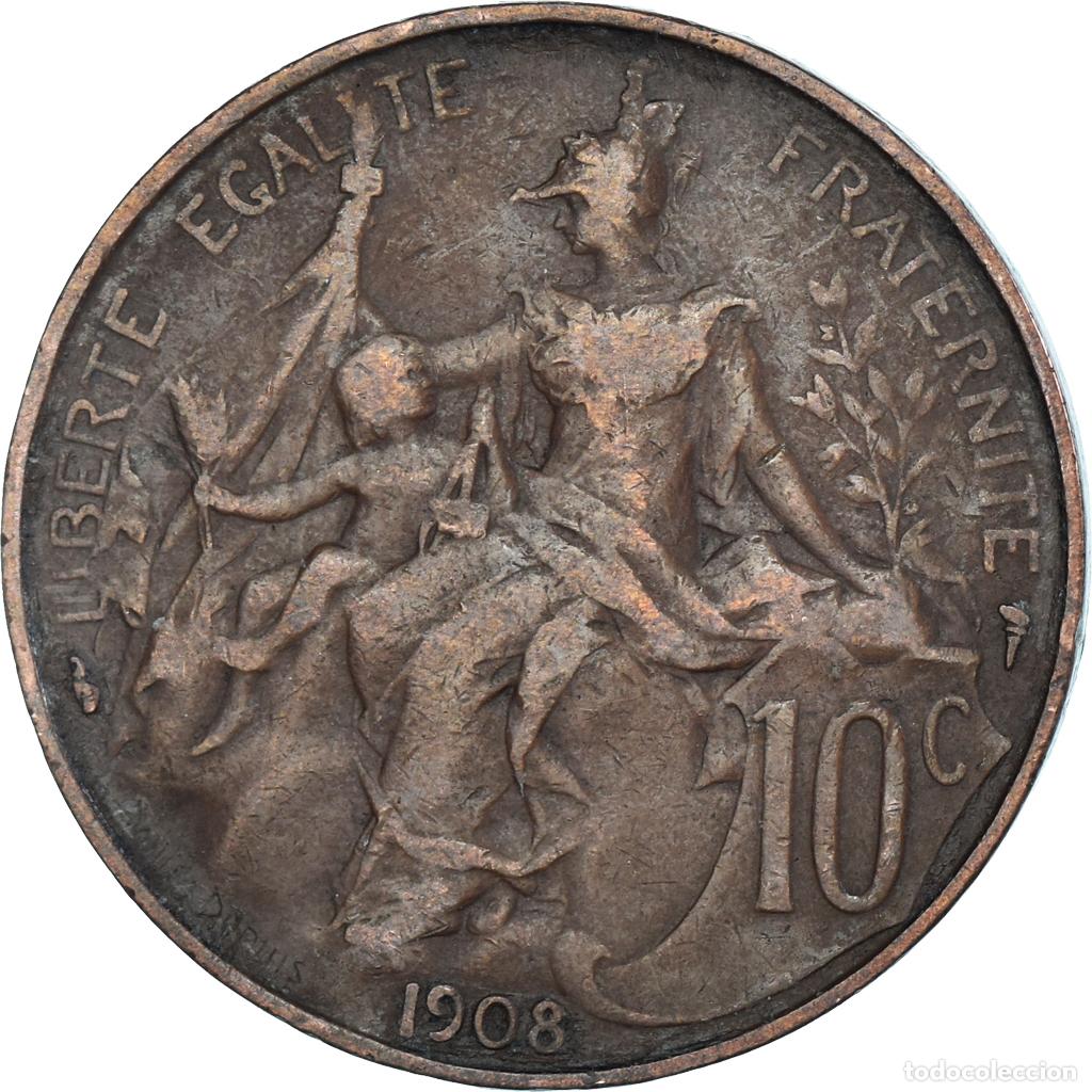 Monedas antiguas de Europa: [#1330751] Moneda, Francia, 10 Centimes, 1908 - Foto 2