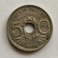 Monedas antiguas de Europa: MONEDA DE LA REPÚBLICA FRANCESA DE 5 CÉNTIMOS DE1922.