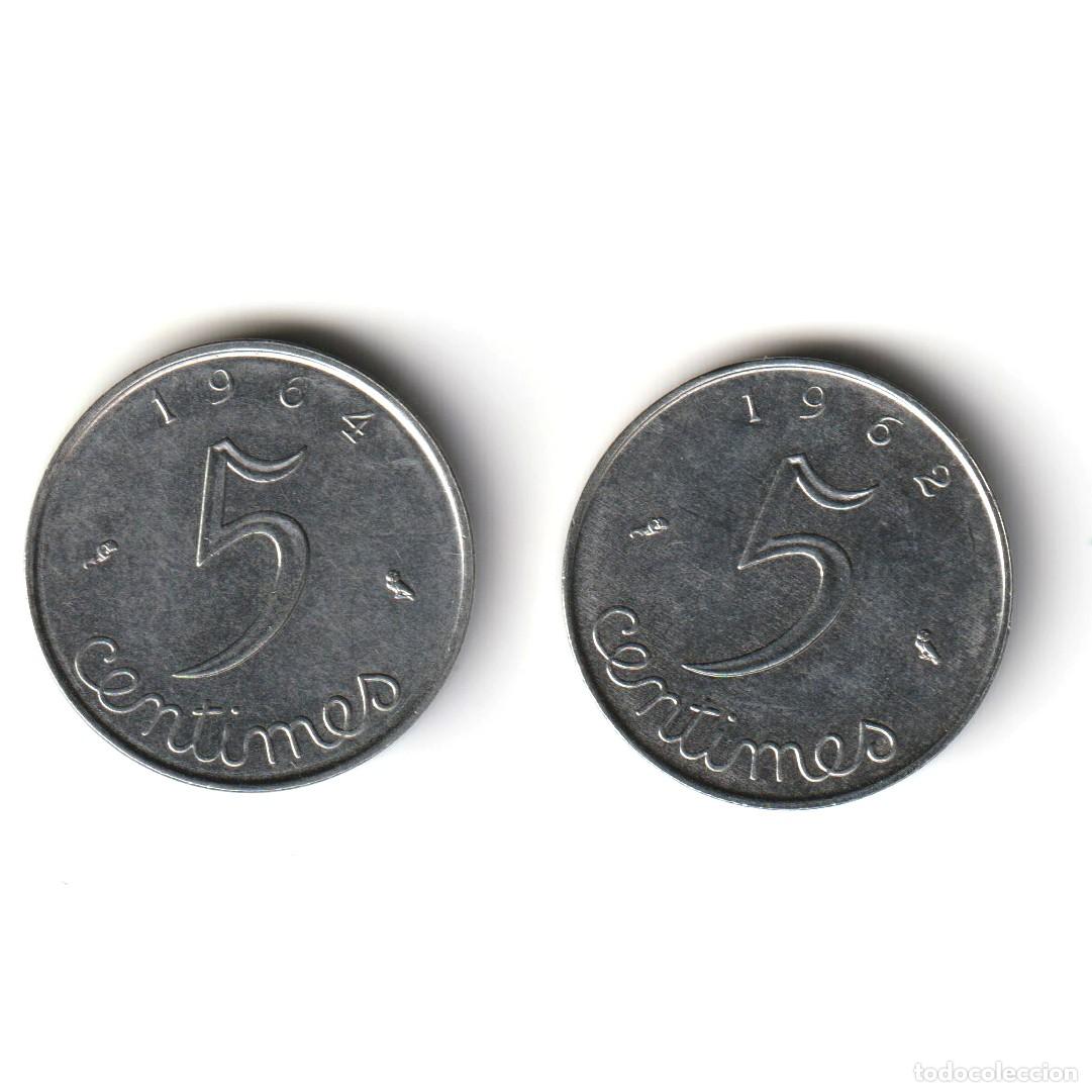 Monedas antiguas de Europa: Francia 2 monedas de 5 c&eacute;ntimos franco - Foto 1
