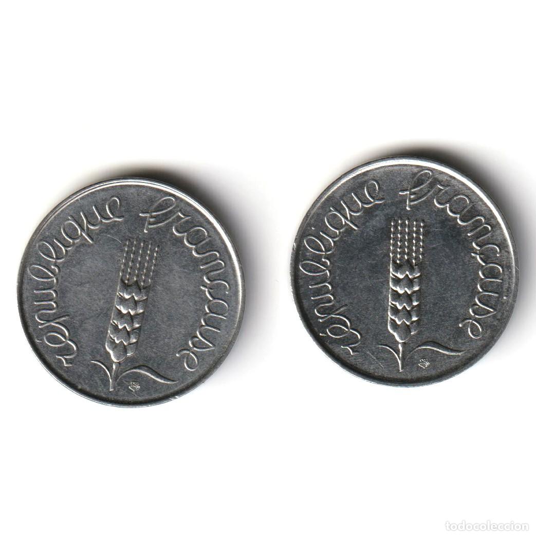 Monedas antiguas de Europa: Francia 2 monedas de 5 c&eacute;ntimos franco - Foto 2