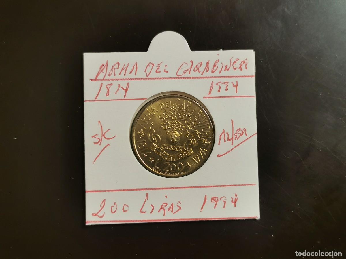 Monete antiche di Europa: ITALIA 200 LIRAS 1994 S/C KM=164(ALUMINIO-BRONCE)ARMA DEL CARABINERO 1814-1994