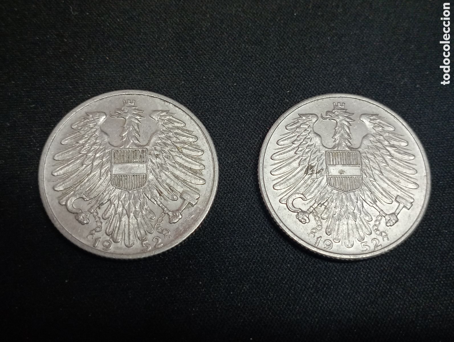 Monedas antiguas de Europa: Dos monedas 5 Schilling 1952 - Austria - Foto 1