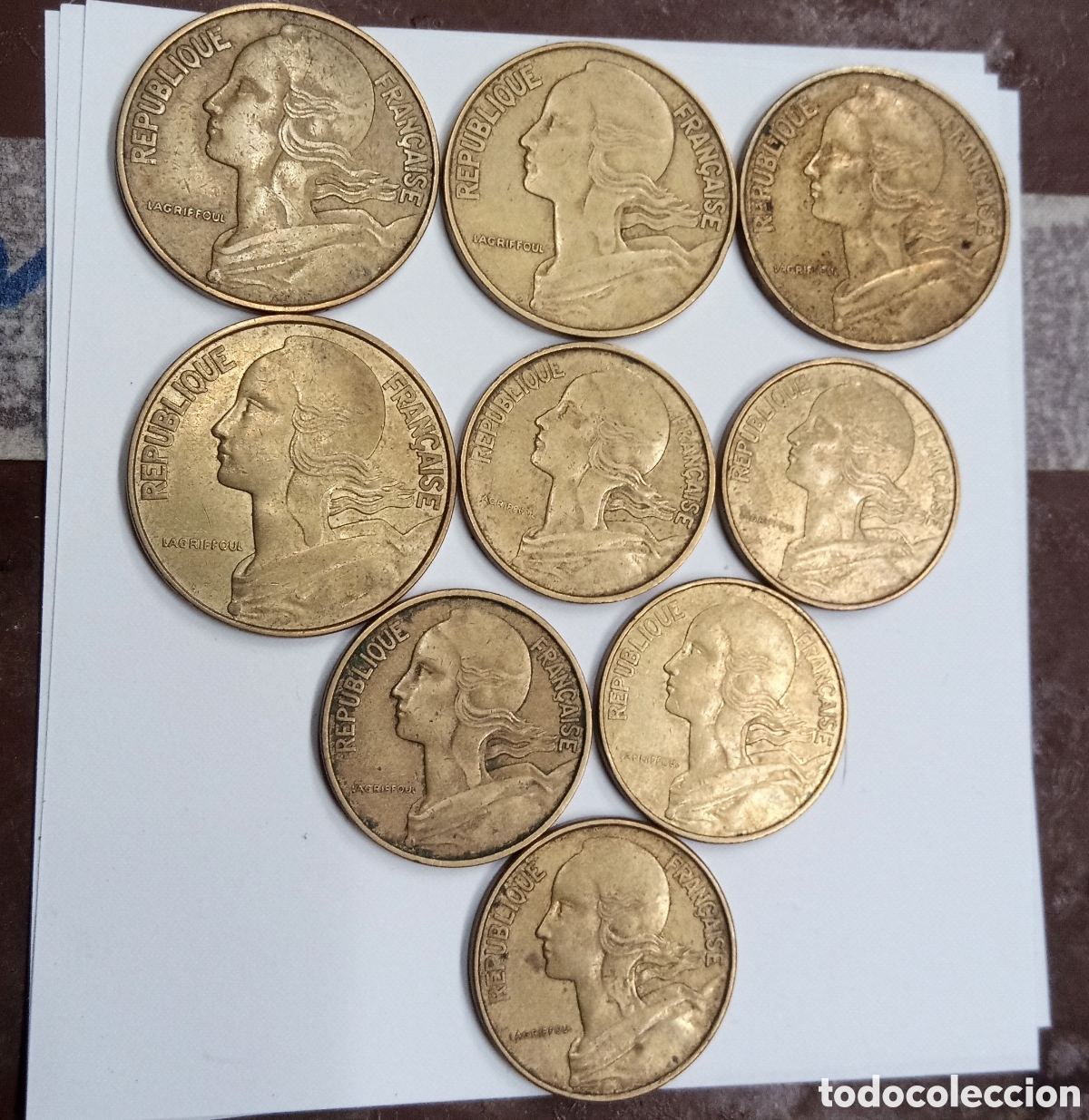 Old Coins of Europe: 1963 al 1980 - lote 9 monedas 20 c&eacute;ntimos y 10 c&eacute;ntimos - MBC - Republique Fran&ccedil;aise