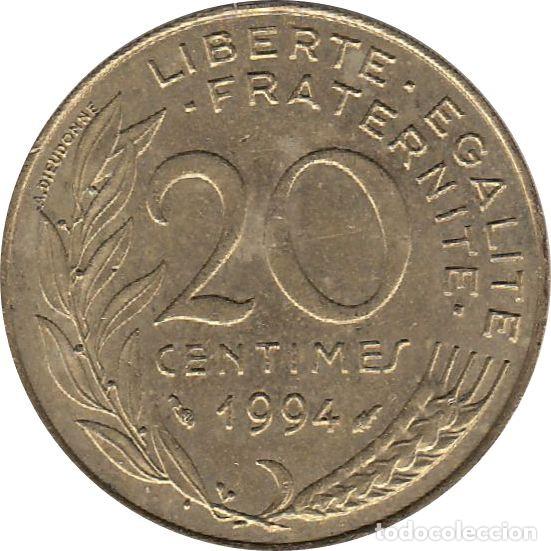 Monedas antiguas de Europa: FRANCIA 20 C&eacute;ntimos 1994 KM#930 - Foto 1