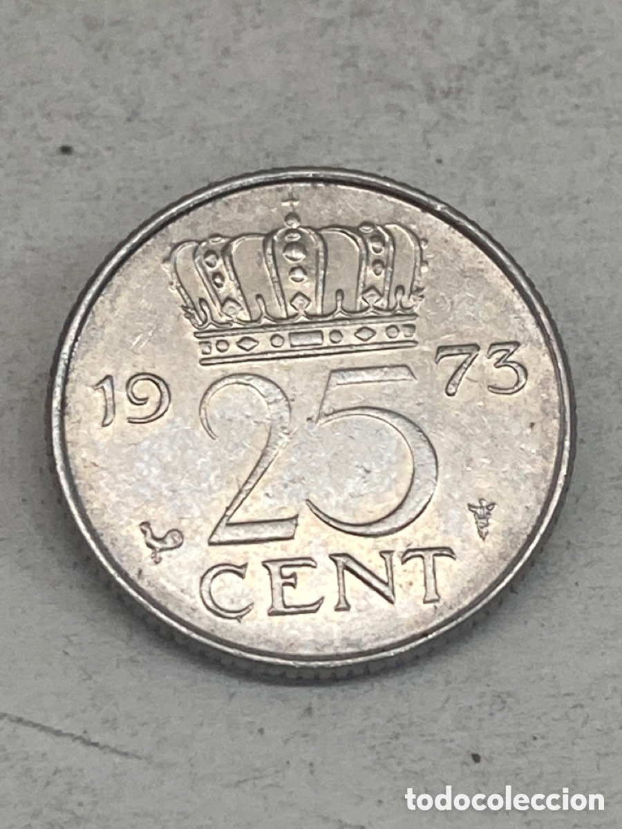 Monedas antiguas de Europa: Moneda 25Cent 1973 Holanda X12 - Foto 1