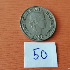 Monedas antiguas de Europa: MONEDA, SUIZA, 10 RAPEN, 1950, MBC