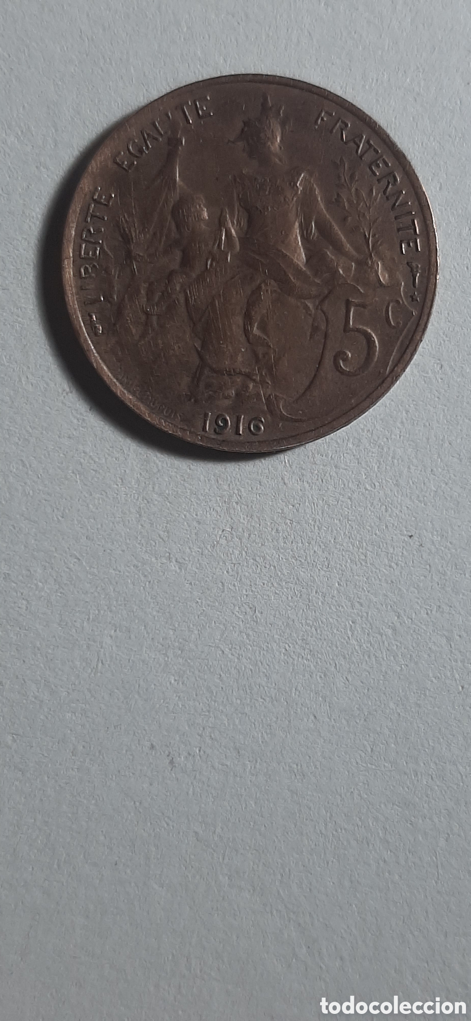 Monedas antiguas de Europa: FRANCIA 5 CENTIMOS 1916 BRONCE - Foto 2