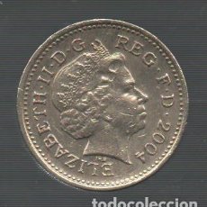 Monedas antiguas de Europa: FILA MOEDA REINO UNIDO (INGLATERRA) 2004 1 LIBRA ELISABETH II NIQUEL-LATÃO CIRCULADA