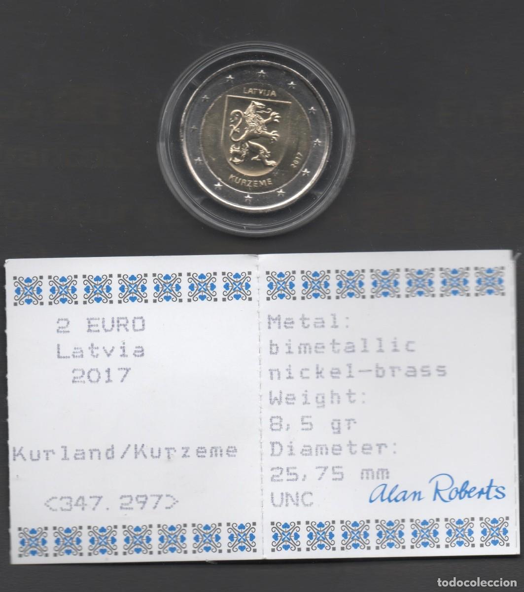 Monedas antiguas de Europa: FILA MOEDA LET&Oacute;NIA 2017 2 EUROS EM CAPSULA COM CERTIFICAT KURZEME FDC NUEVA
