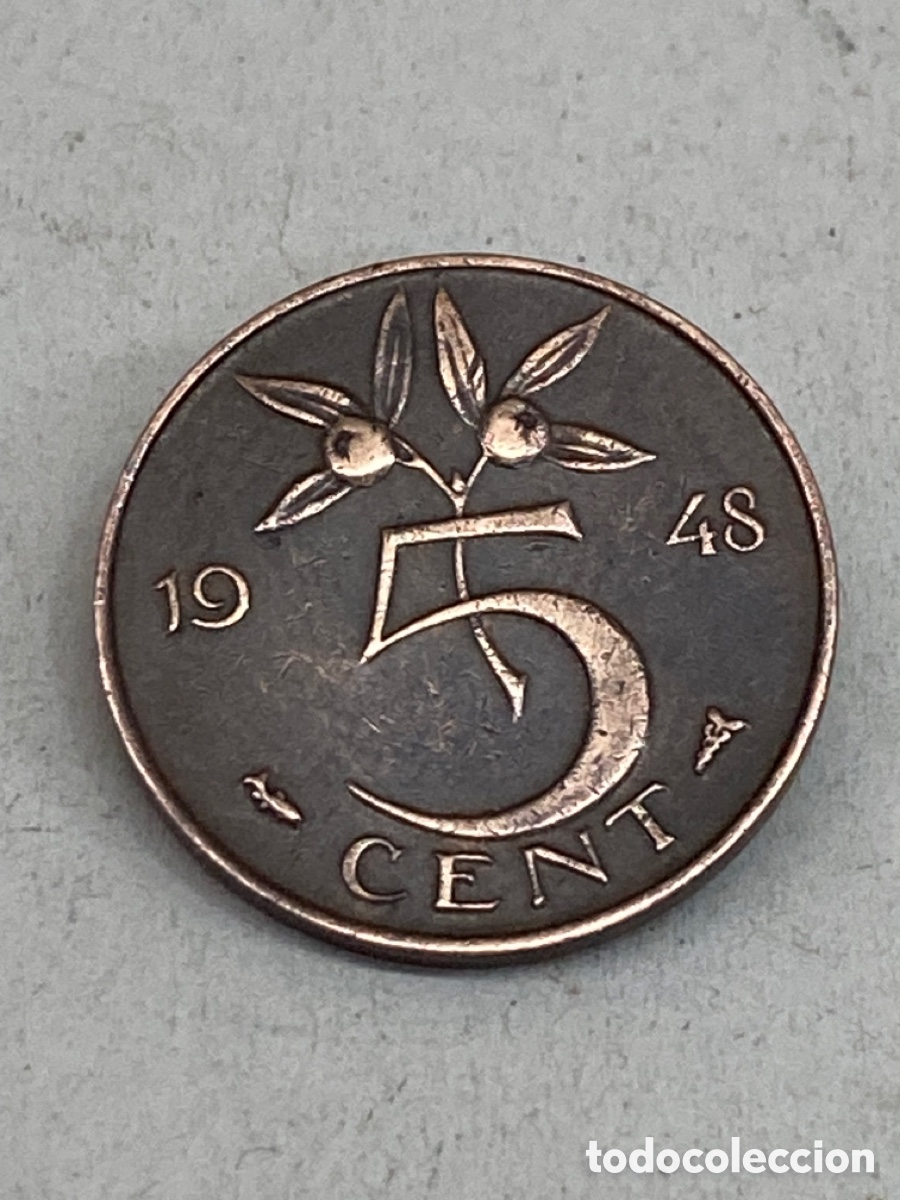 Monedas antiguas de Europa: Moneda 5Cent 1948 Holanda V20 - Foto 1