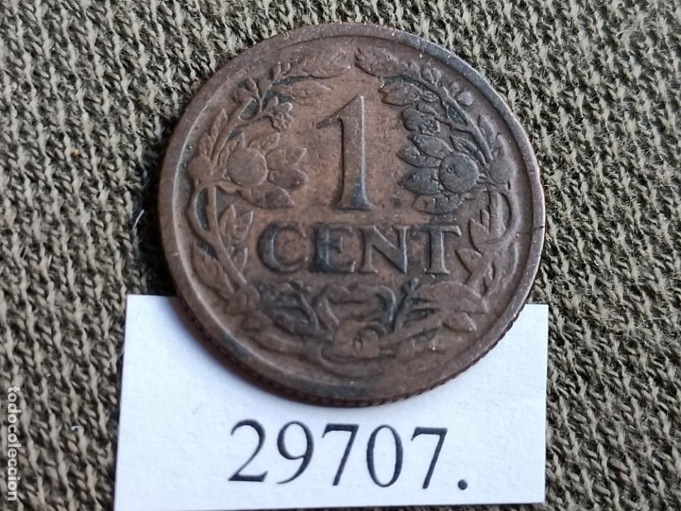 Monedas antiguas de Europa: Holanda 1 c&eacute;ntimo 1917 - Foto 2