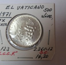 Monedas antiguas de Europa: MONEDA DE PLATA DE 500 LIRE DE 1971 IXI KM 123 EL VATICANO EN SIN CIRCULAR