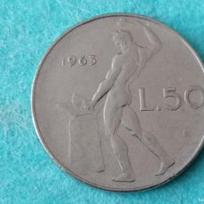 Monedas antiguas de Europa: MONEDA ,ITALIA, 50 LIRAS , 1963, MBC,
