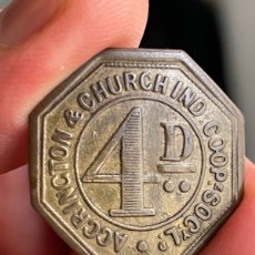 Monedas antiguas de Europa: 4 PENIQUES TOKEN. COOPERATIVA ACCINCTON CHURCH
