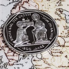 Monedas antiguas de Europa: 10 MARCOS DE PLATA DE ALEMANIA DEL AÑO 2000-J (HAMBURG).KAISER KARL DER GROSE.PROOF