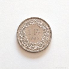 Monedas antiguas de Europa: MONEDA DE 1 FRANCO SUIZO. 1992. MUY BIEN CONSERVADA.