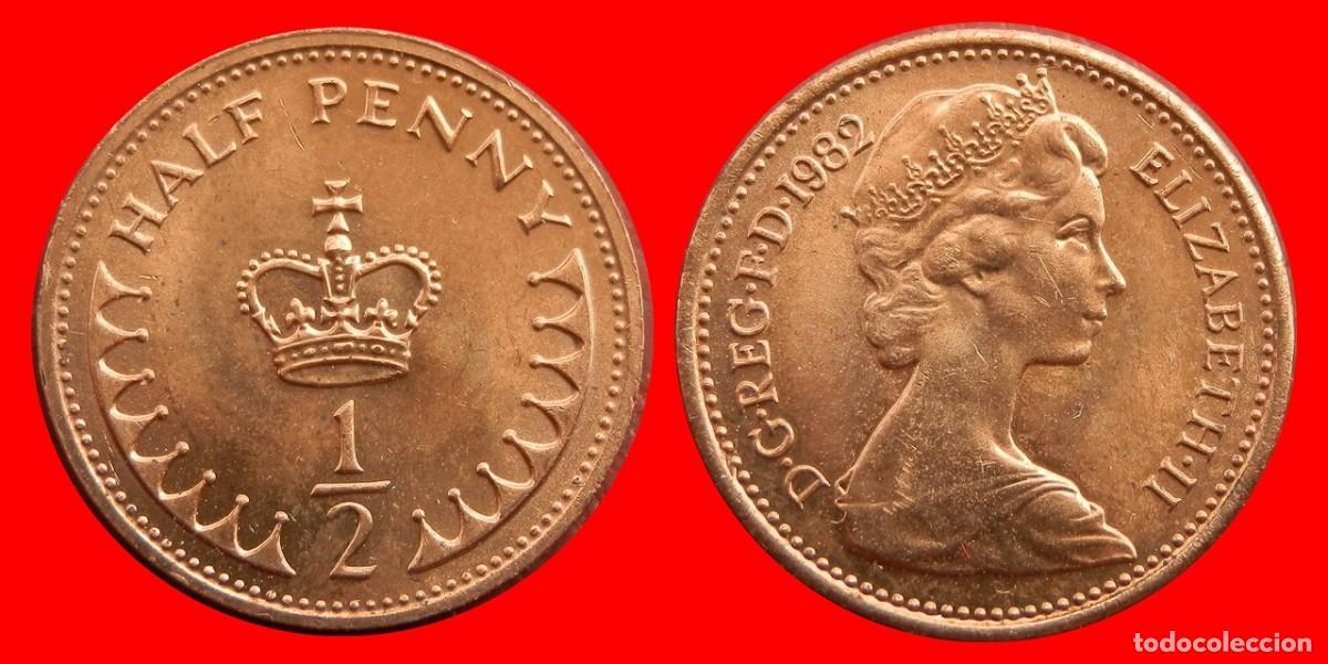 Monedas antiguas de Europa: 1/2 PENIQUE PENNY 1982 SIN CIRCULAR INGLATERRA REINO UNIDO-6695SC