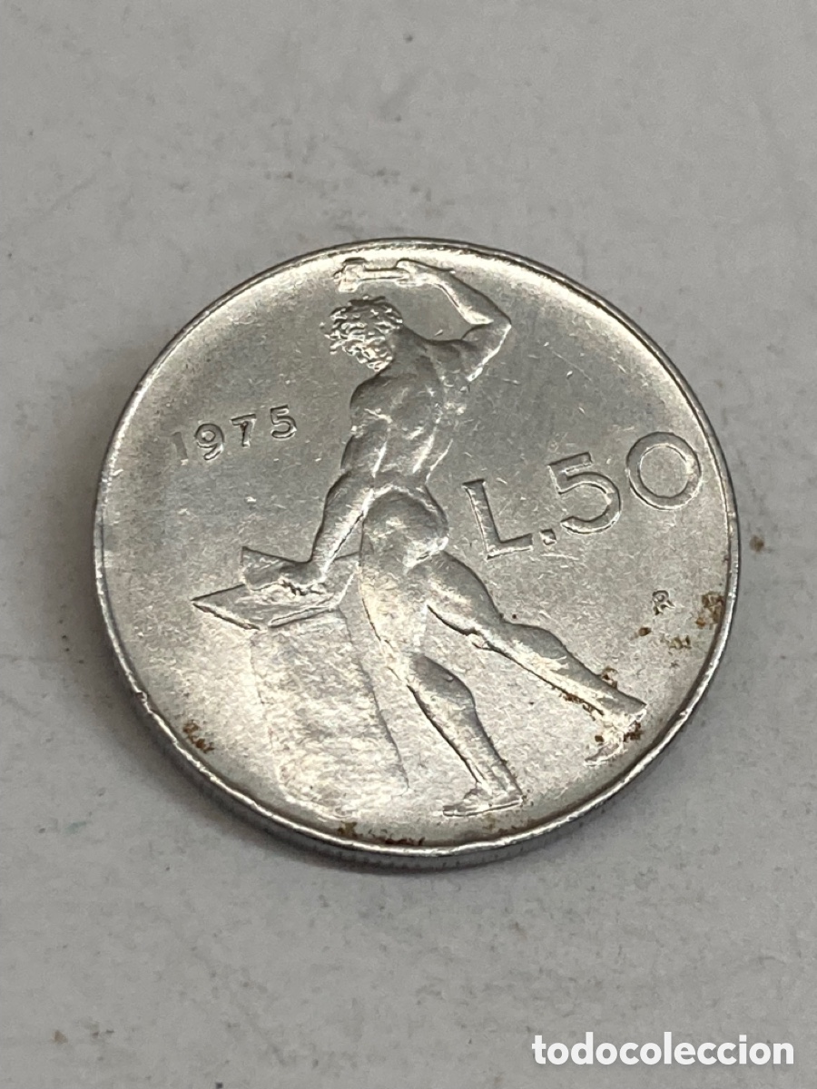 Moedas antigas da Europa: Moneda 50 Libras 1975 Italia V23