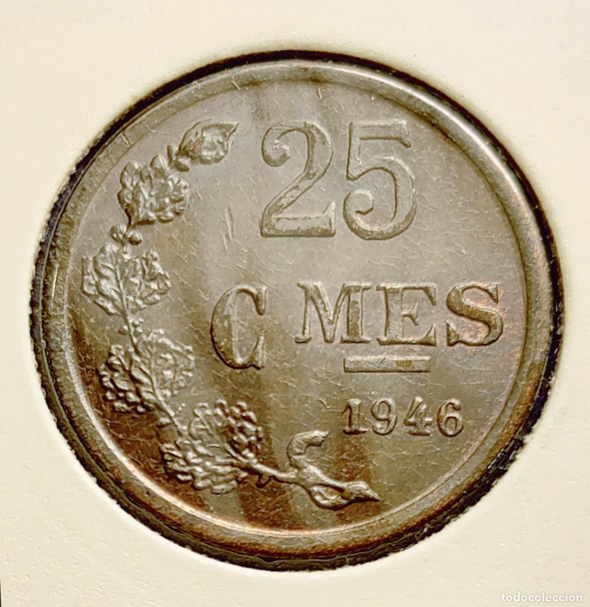 Monedas antiguas de Europa: Luxemburgo 25 C&eacute;ntimos Centimes 1946 - Foto 1
