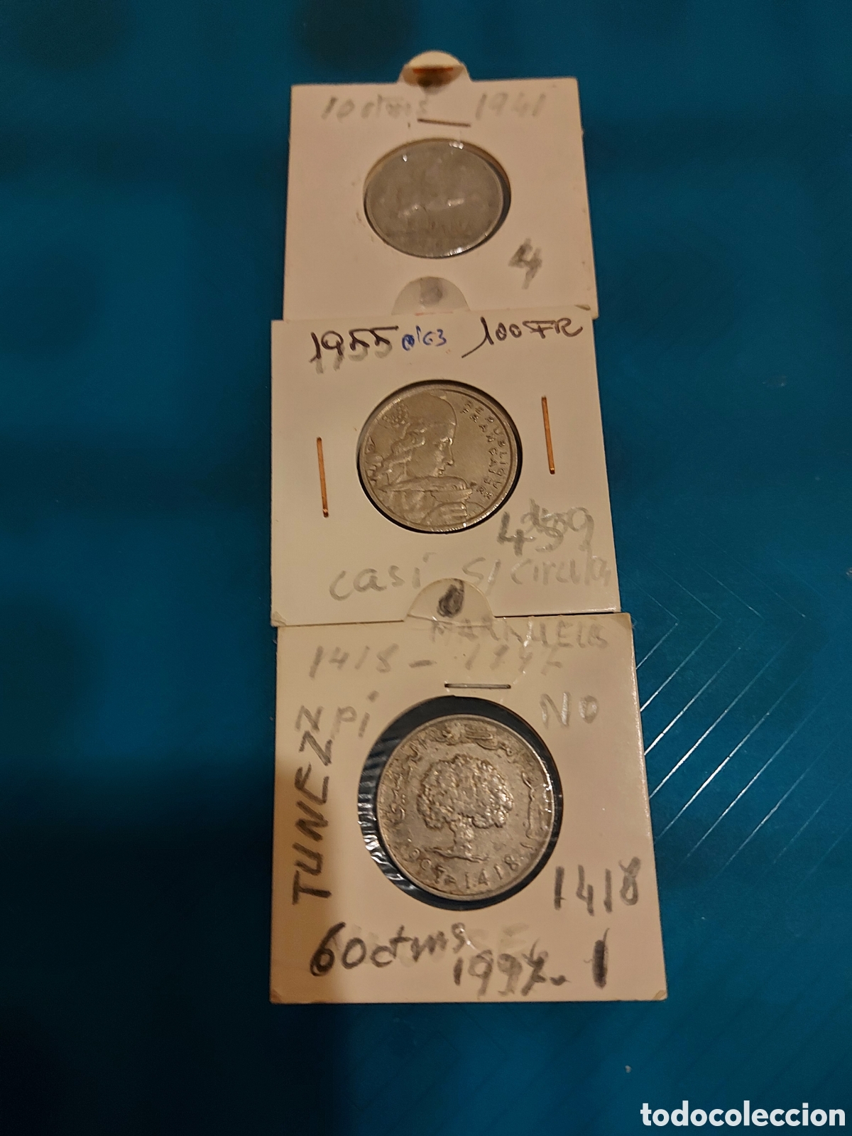 Monedas antiguas de Europa: Espa&ntilde;a Francia Tunez - Foto 1
