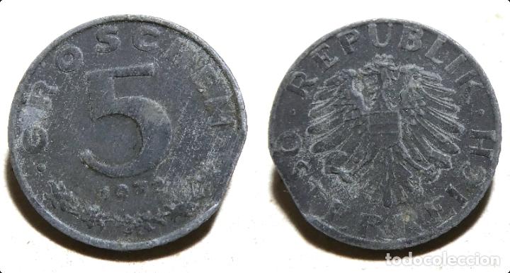 Monedas antiguas de Europa: MONEDA DE AUSTRIA 5 GROSCHEN 1972 error final de riel - Foto 1