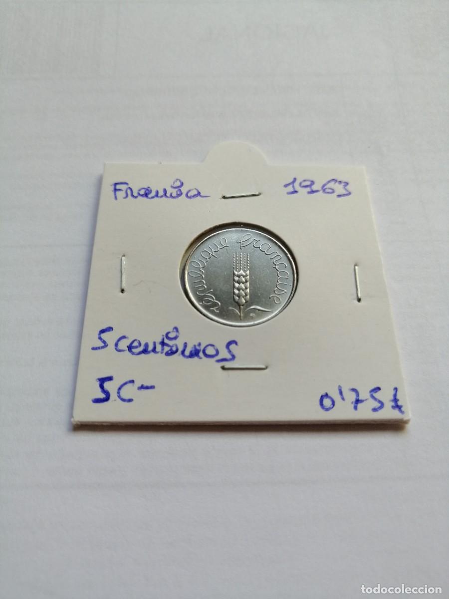 Monedas antiguas de Europa: Francia 5 Centimos 1963 SC- - Foto 1