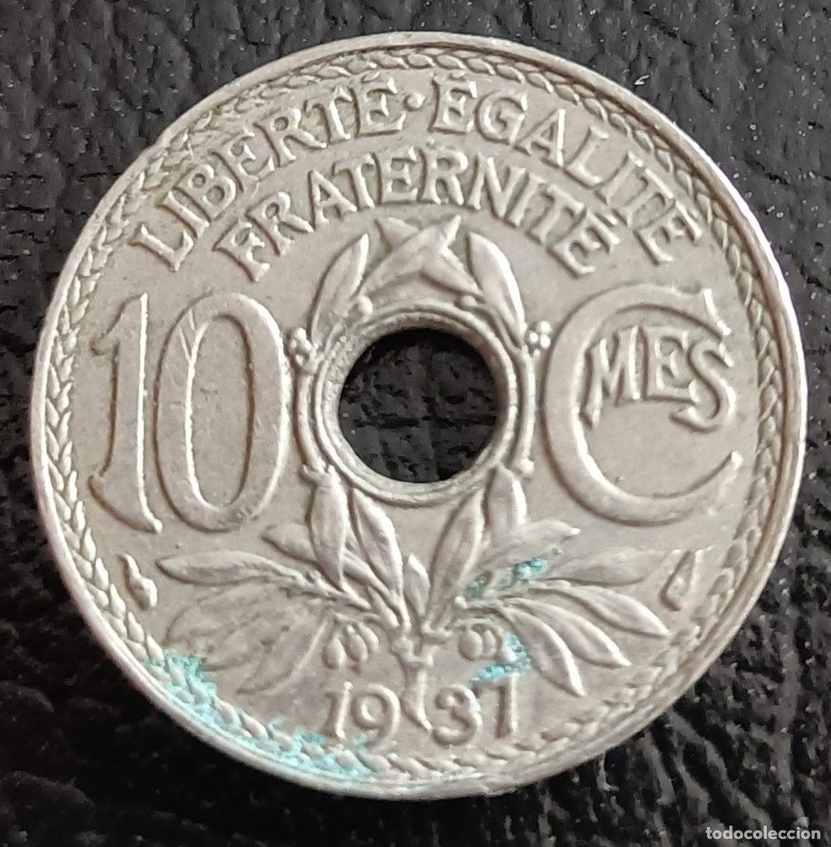 Monedas antiguas de Europa: 10 centimes 1937 - Francia - Foto 1