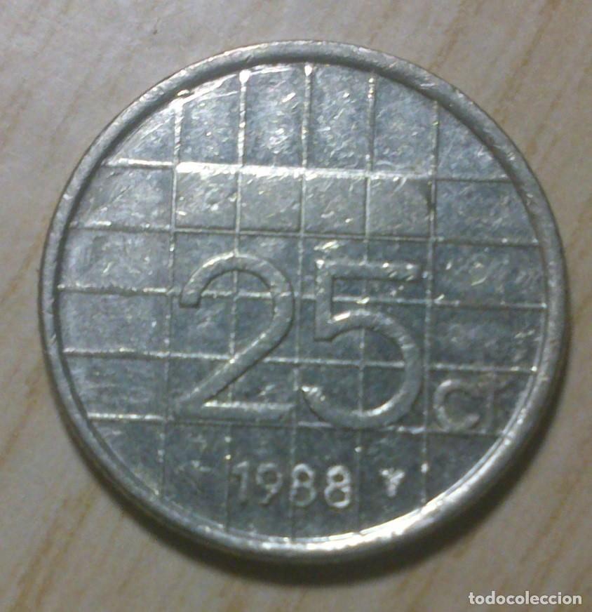 Monedas antiguas de Europa: MONEDA: 25 CENTAVOS, HOLANDA 1988 - Foto 2